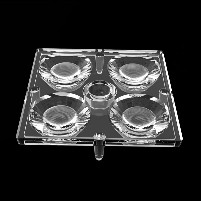 50*50mm 30 Grado 4 in 1 Lente di luce LED Materiale PC per illuminazione inondazione SMD7070/ 5050/4*3030 LED