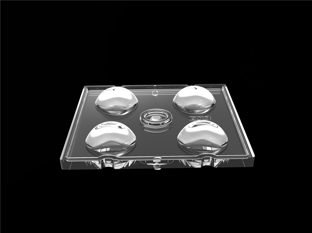 50*50mm 90 gradi 4 in 1 Lenti di luce a LED Materiale PC per illuminazione inondazione SMD7070/ 5050/4*3030 LED