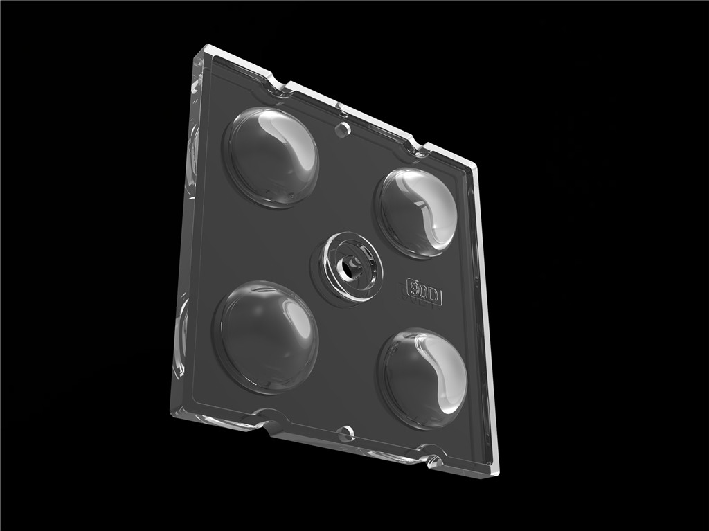 50*50mm 90 gradi 4 in 1 Lenti di luce a LED Materiale PC per illuminazione inondazione SMD7070/ 5050/4*3030 LED