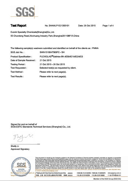 Porcellana Ningbo Spark Optics Technology Co., LTD Certificazioni